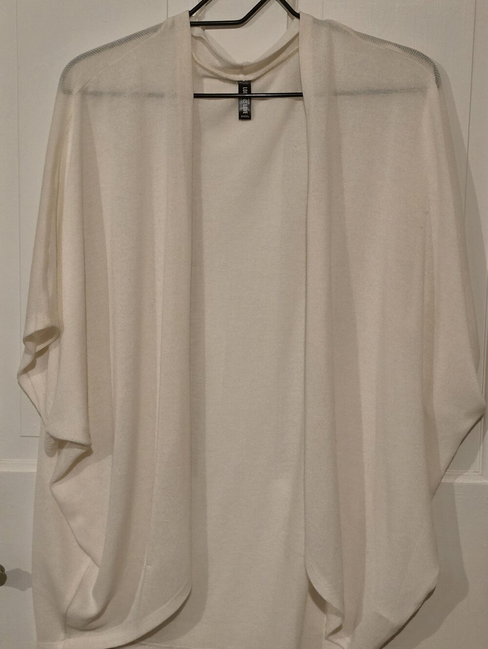 Lock & Love Cream White Cocoon Shrug Open Front Dolman Cardigan 3XL